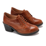 Oxfords Laced Up High Heeled Leather Shoes