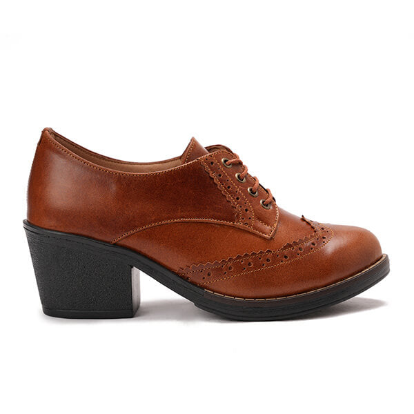 Oxfords Laced Up High Heeled Leather Shoes