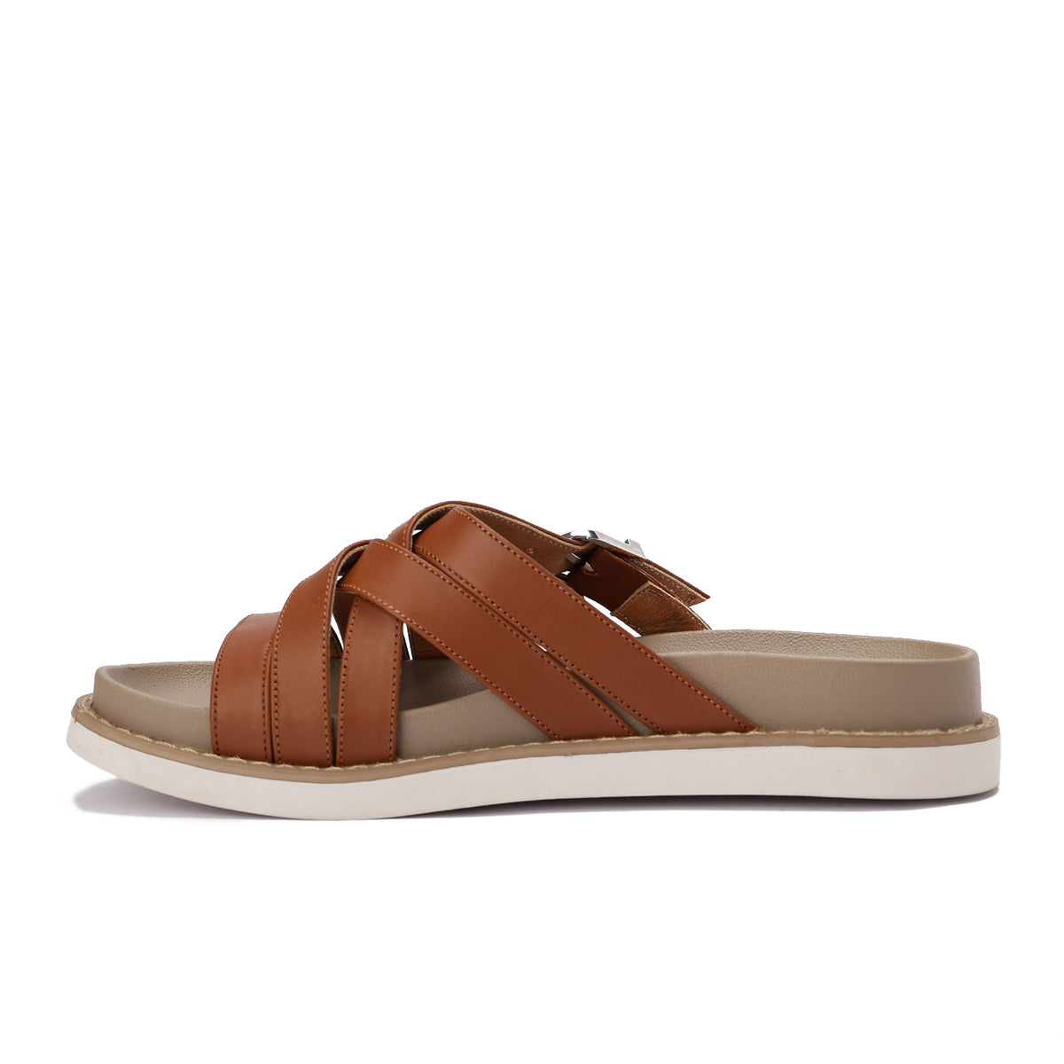 Urban Buckle Cross Slide Slippers