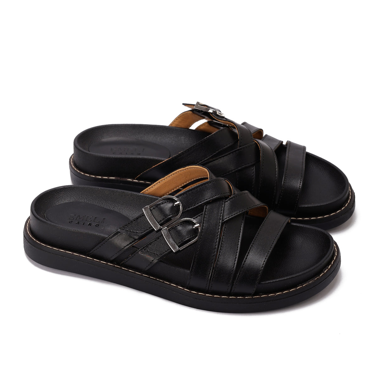 Urban Buckle Cross Slide Slippers