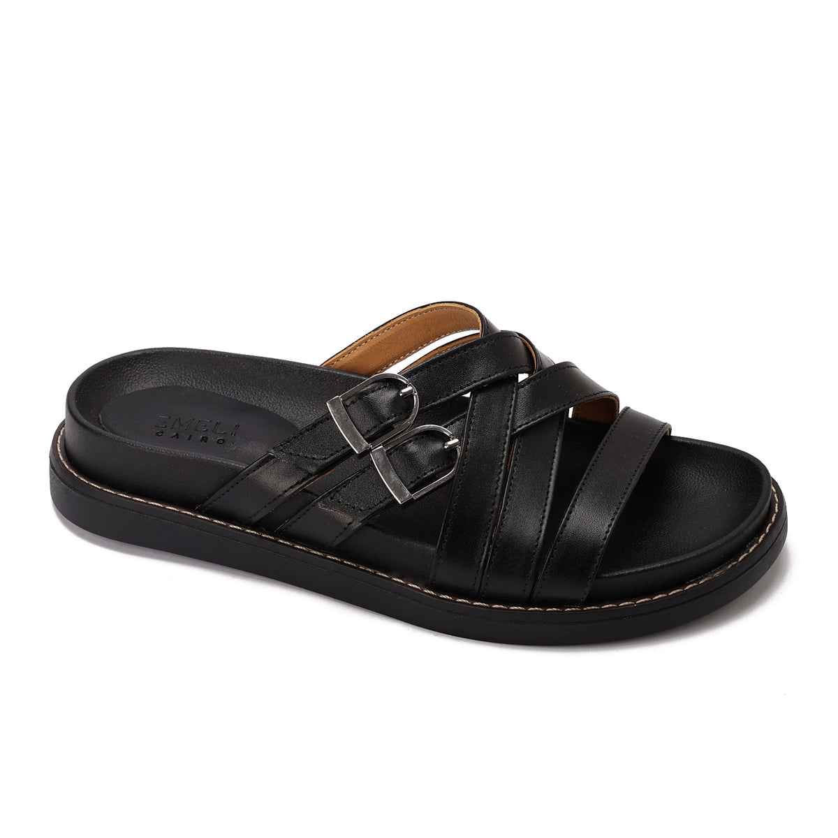 Urban Buckle Cross Slide Slippers