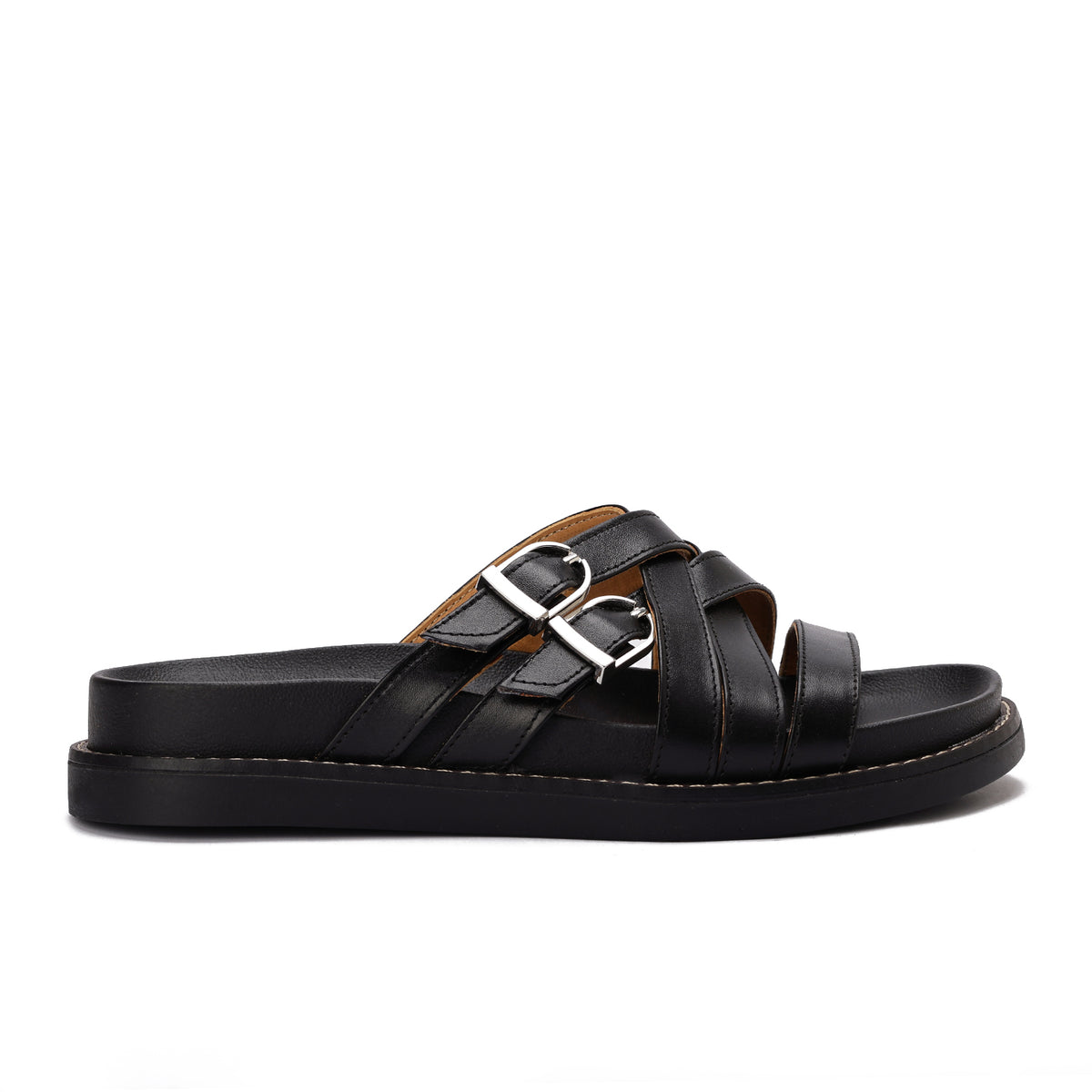 Urban Buckle Cross Slide Slippers