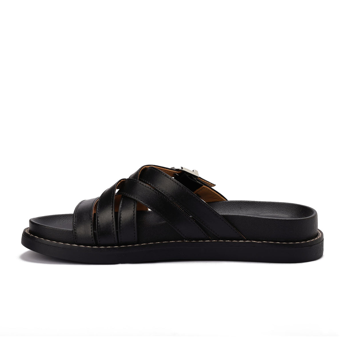 Urban Buckle Cross Slide Slippers