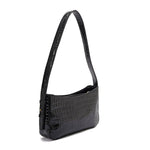 Shiny Black Leather Shoulder Bag