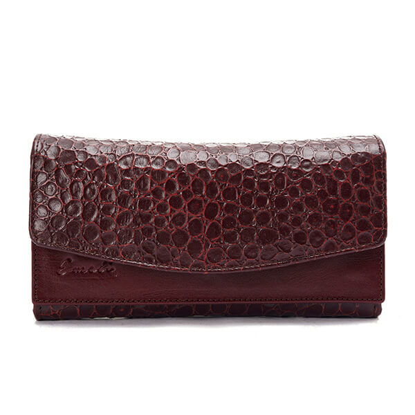 Burgundy Croc Leather Wallet