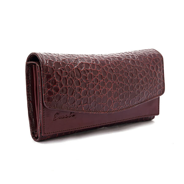 Burgundy Croc Leather Wallet