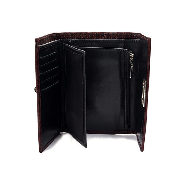 Metal Button Closure Leather Wallet