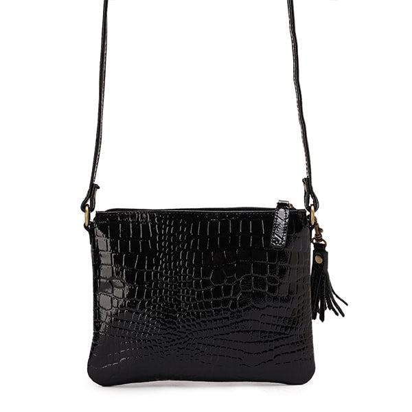 Black Varnish Envelope Cross Body Bag