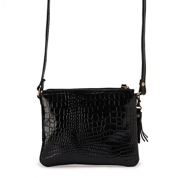 Black Varnish Envelope Cross Body Bag