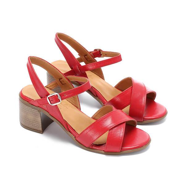 Crisscross Heeled Leather Sandals