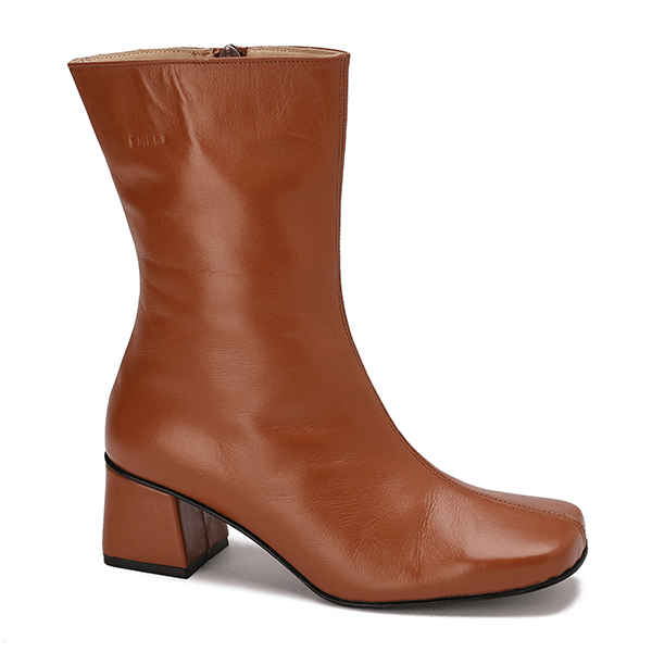 Square Toe Leather Ankle Boots