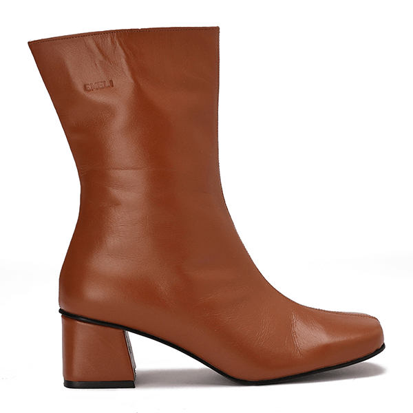 Square Toe Leather Ankle Boots