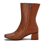 Square Toe Leather Ankle Boots