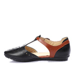 Black * Havana Matt Ankle Strap Flats - Emeli Leather Store