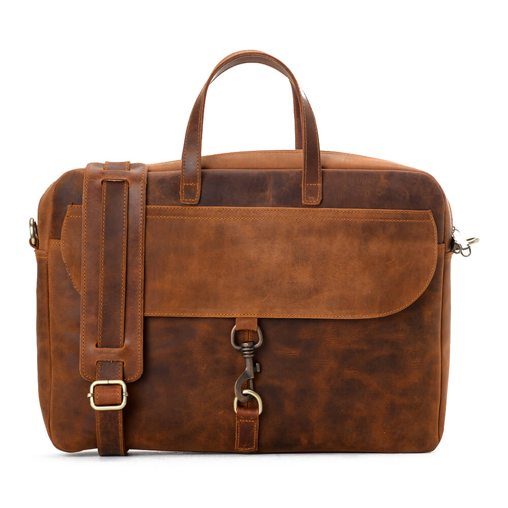 Unisex Vintage Havana Laptop Bag - Emeli Leather Store