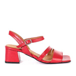 Red Wide Fit Leather Sandals - Emeli Leather Store