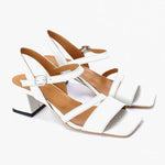 White Wide Fit Leather Sandals - Emeli Leather Store