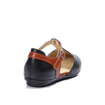 Black * Havana Matt Ankle Strap Flats - Emeli Leather Store