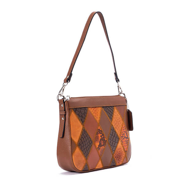 Patchwork Havana Argyle Leather Handbag