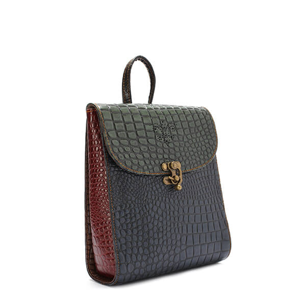 Multicolor Croc Brogue Leather Backpack - Emeli Leather Store