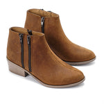 Leather Ankle Boots with Double Zippers