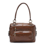 Havana Print Multi-Pocket Leather Handbag