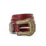 Burgundy Print Western Belt