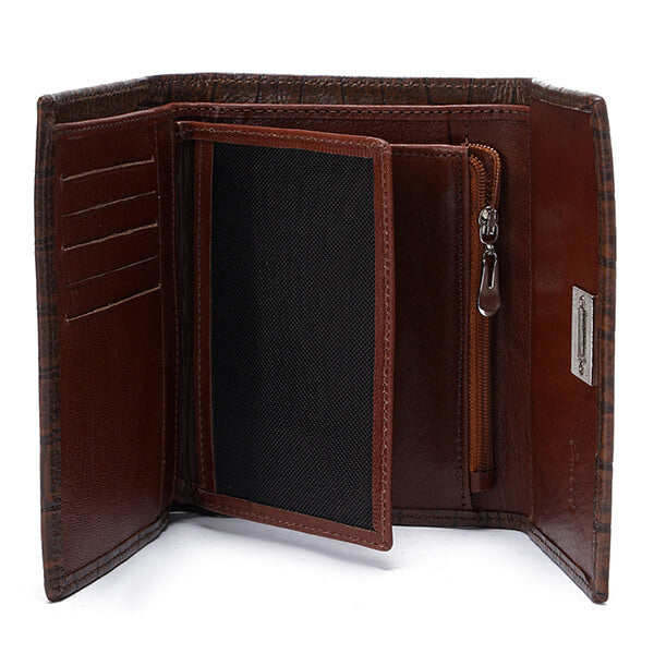 Metal Button Closure Leather Wallet