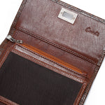 Metal Button Closure Leather Wallet