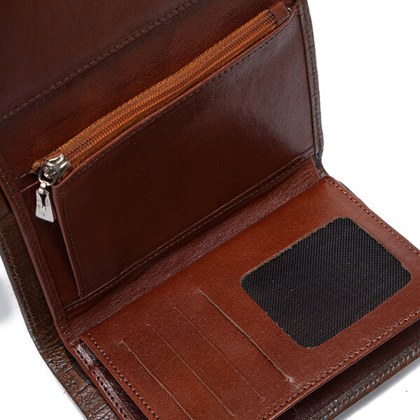 Metal Button Closure Leather Wallet