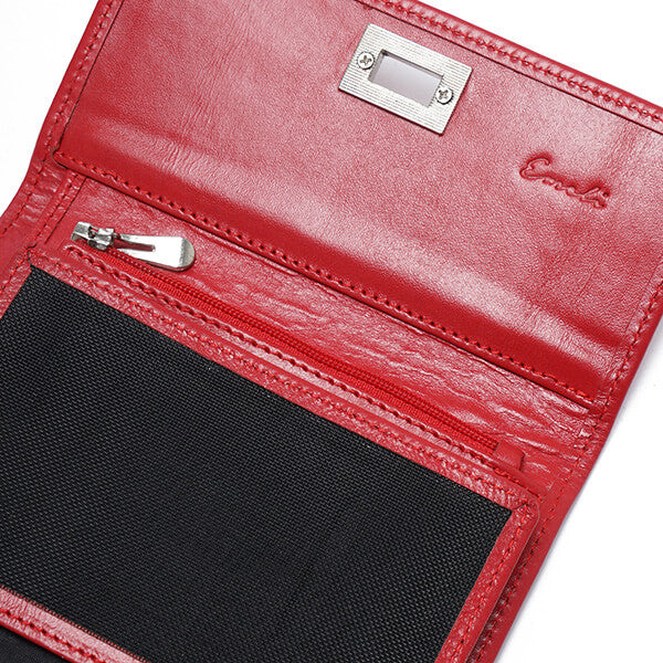 Metal Button Closure Leather Wallet