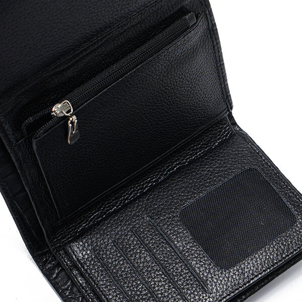 Metal Button Closure Leather Wallet