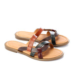 Multi-color Leather Casual Slippers - Emeli Leather Store