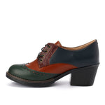 Oxfords Laced Up High Heeled Leather Shoes