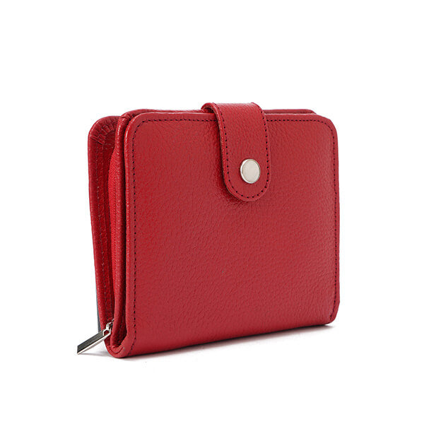 Red Matt Button Wallet