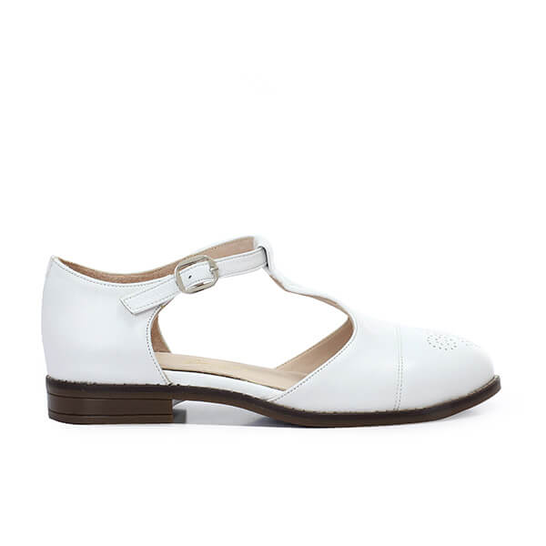 White Brogue Sandals - Emeli Leather Store