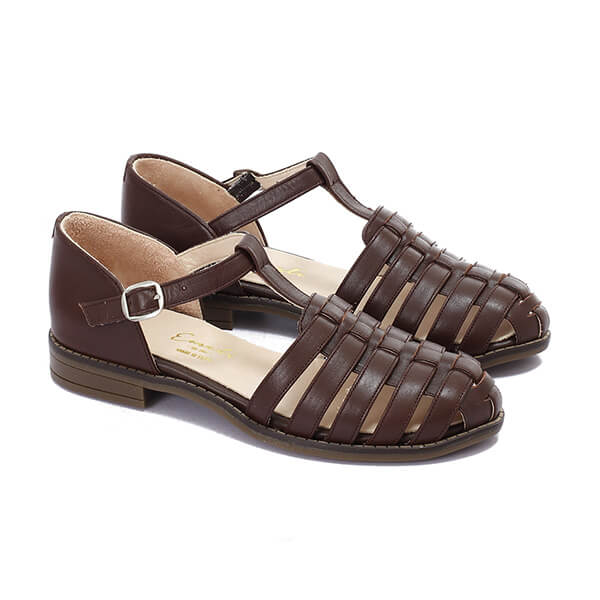 Brown Strap Sandals - Emeli Leather Store