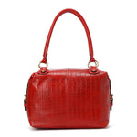 Red Croc Multi-Pocket Leather Handbag