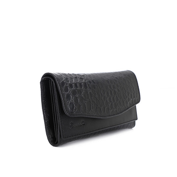 Black Croc Leather Wallet - Emeli Leather Store