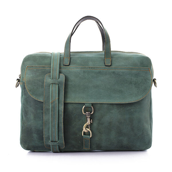 Unisex Vintage Green Laptop Bag - Emeli Leather Store