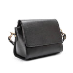 Black Matt Flap Crossbody Bag - Emeli Leather Store