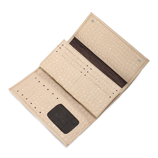 Beige Croc Leather Wallet - Emeli Leather Store