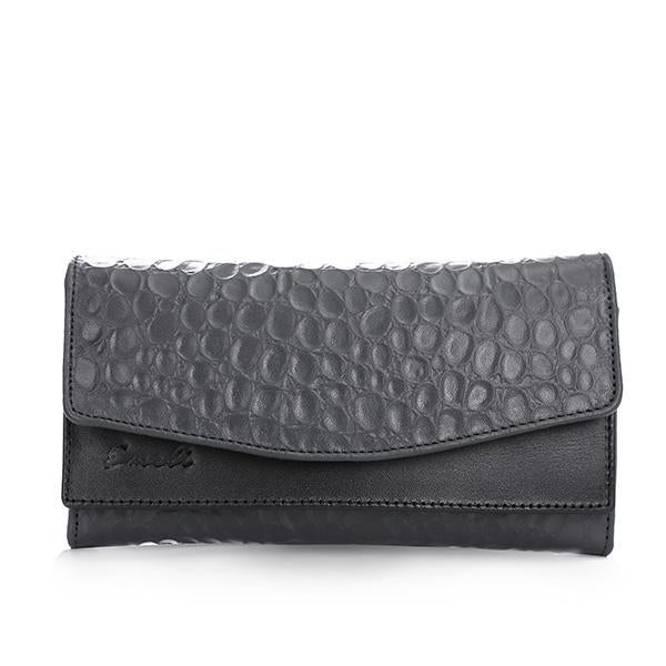 Grey * Black Croc Leather Wallet - Emeli Leather Store