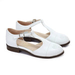 White Brogue Sandals - Emeli Leather Store