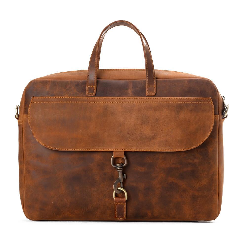 Unisex Vintage Havana Laptop Bag - Emeli Leather Store