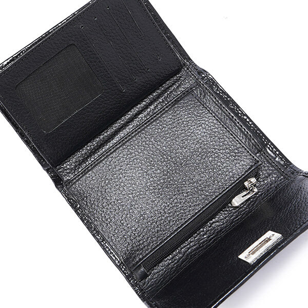 Metal Button Closure Leather Wallet