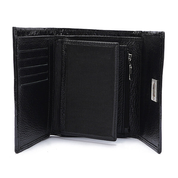 Metal Button Closure Leather Wallet