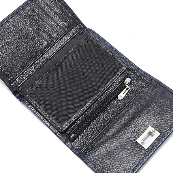 Metal Button Closure Leather Wallet