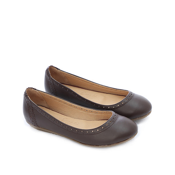 Vintage Brown Leather Flats - Emeli Leather Store