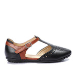 Black * Havana Matt Ankle Strap Flats - Emeli Leather Store